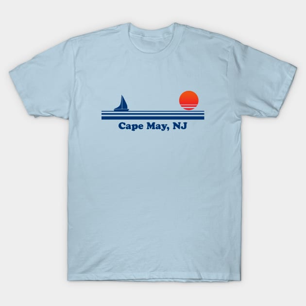 Cape May, NJ - Sailboat Sunrise T-Shirt by GloopTrekker